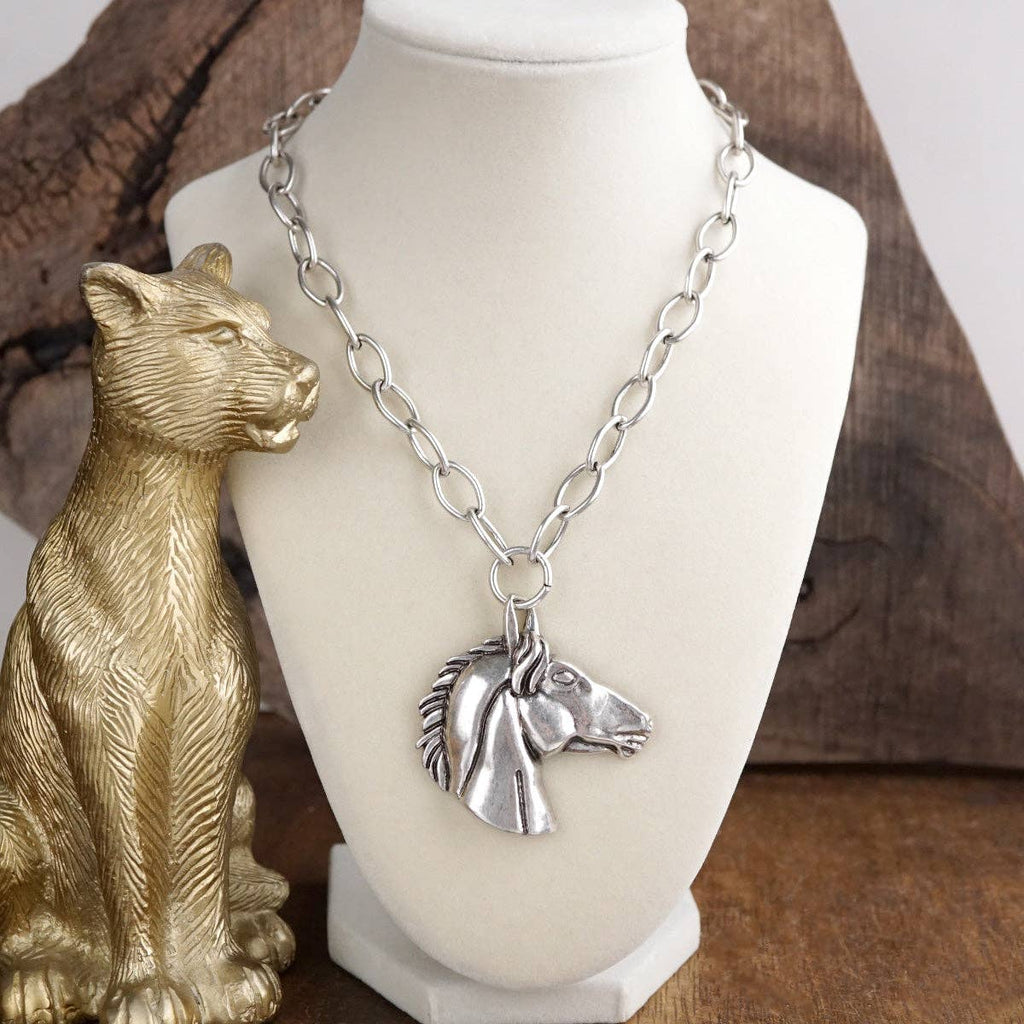 Sculpted Horse Pendant Necklace