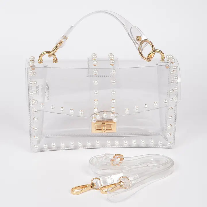Clear/ Pearl Clutch Purse