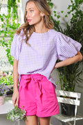 Gingham Lavender Blouse