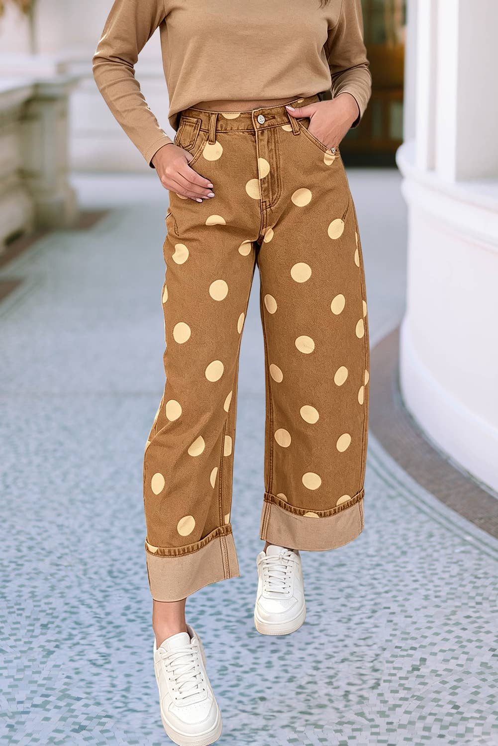 Polka Dot Ankle Jeans
