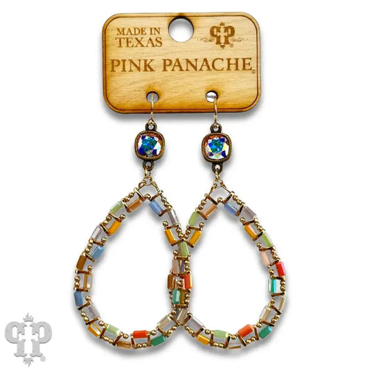 Iridescent Beaded Teardrop Earrings