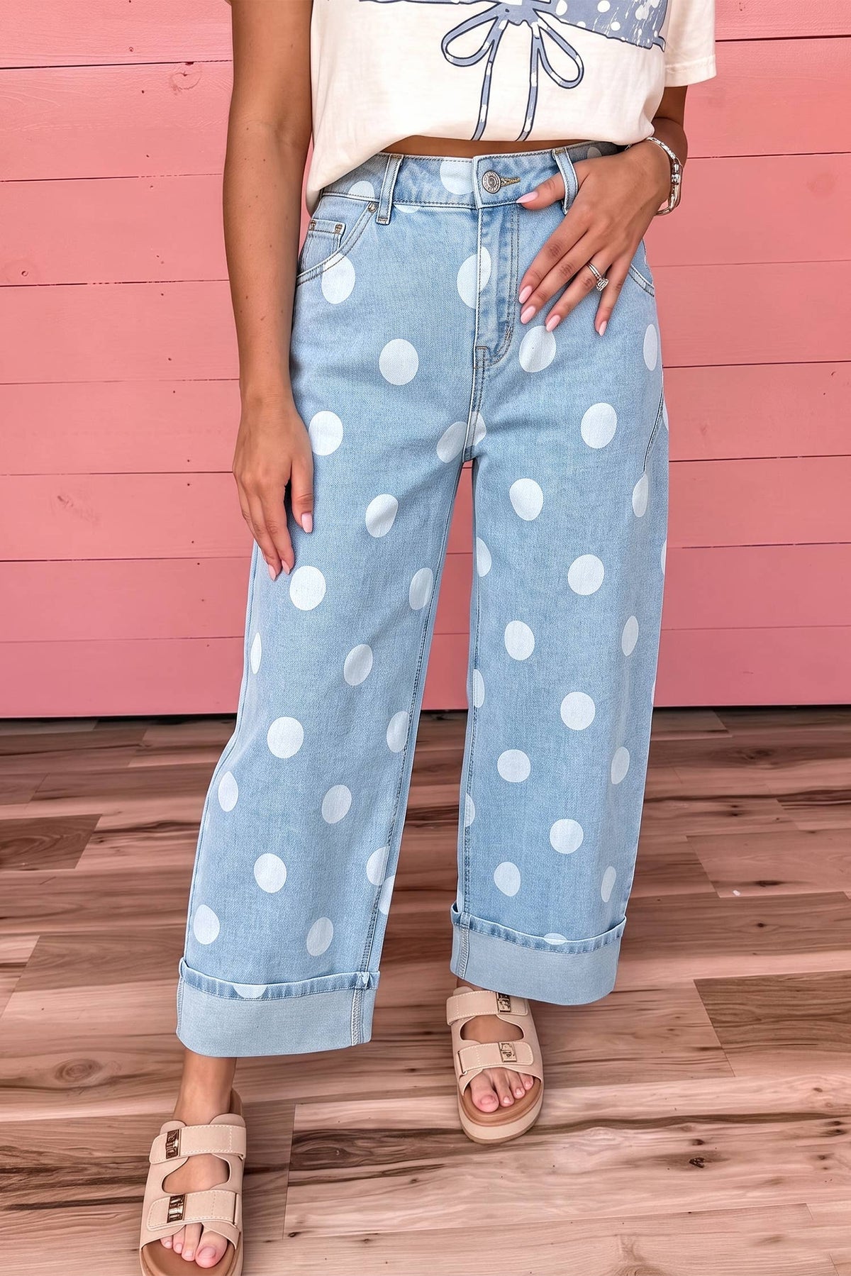 Polka Dot Ankle Jeans