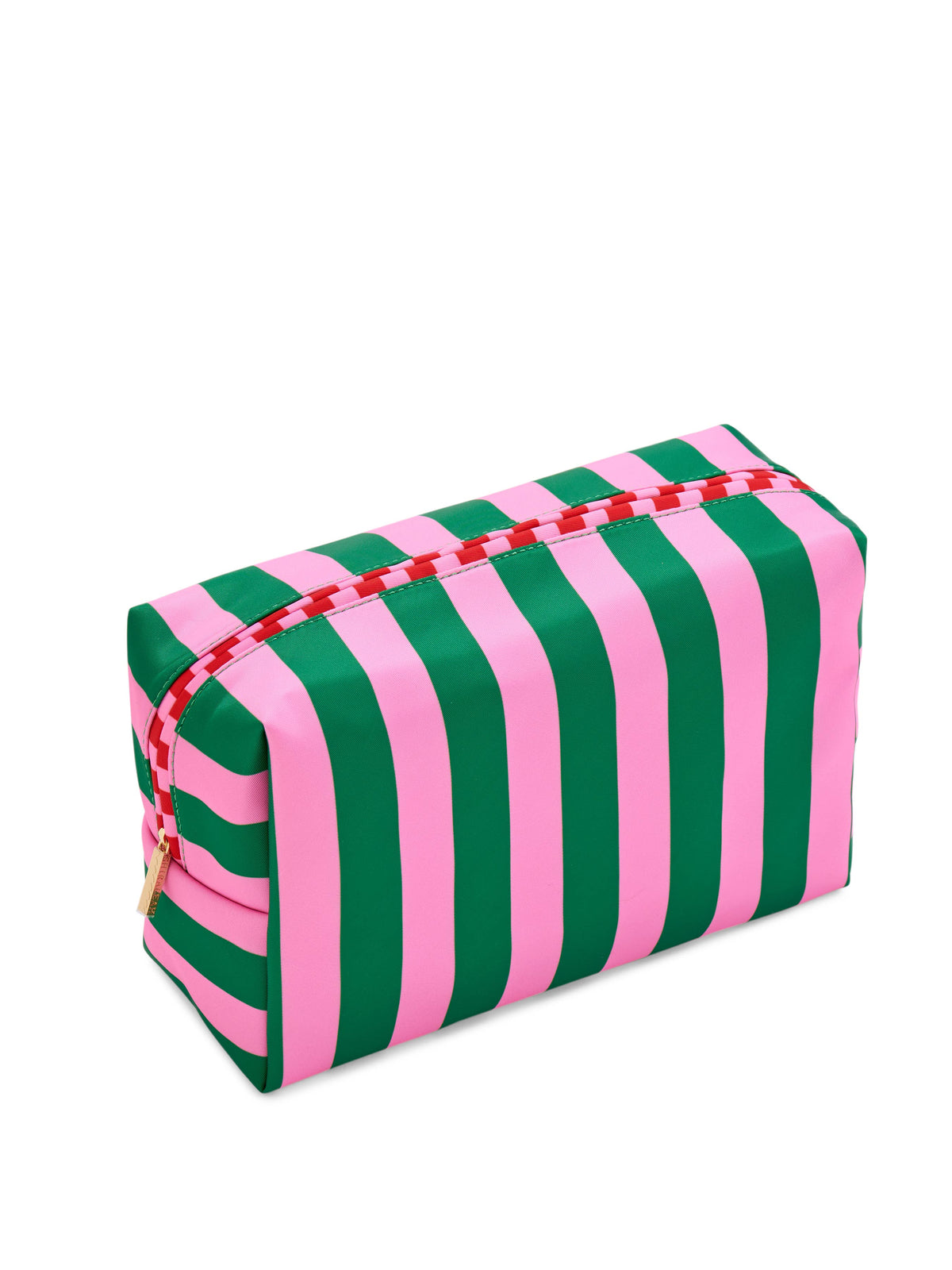 STRIPE LARGE BOXY ZIP POUCH, GREEN
