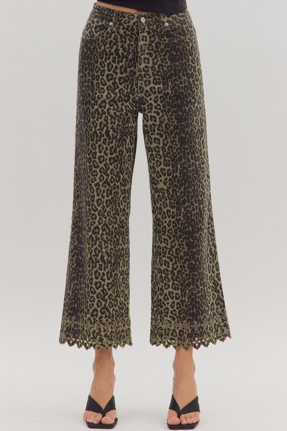 Leopard Floral Embroidered Hem.