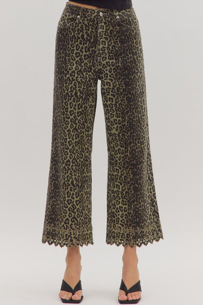 Leopard Floral Embroidered Hem.