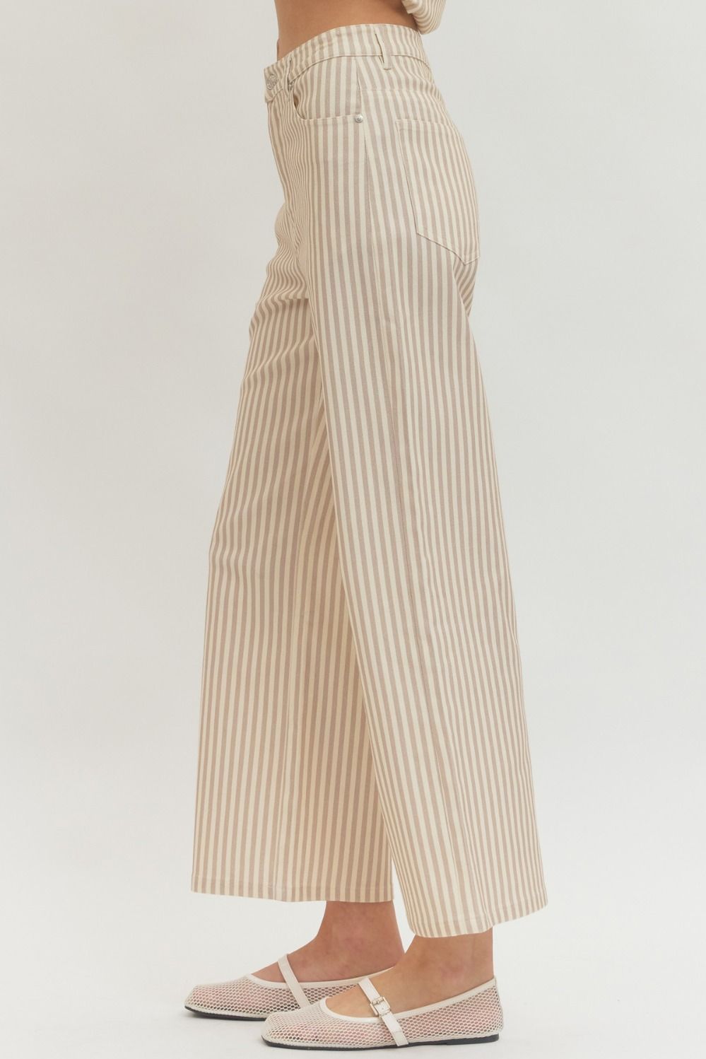 Tan Stripped Wide Leg Pant