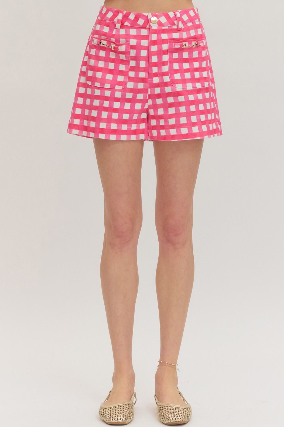 Pink Plaid Shorts
