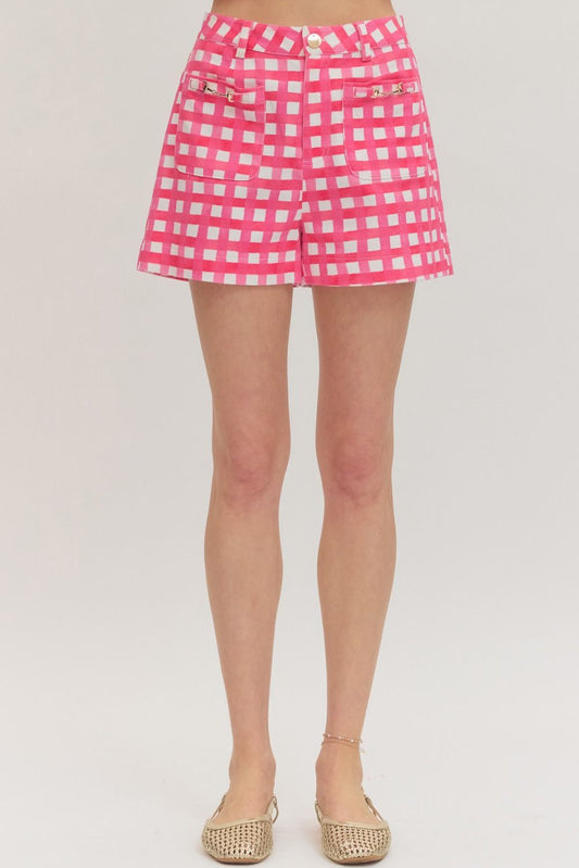 Pink Plaid Shorts