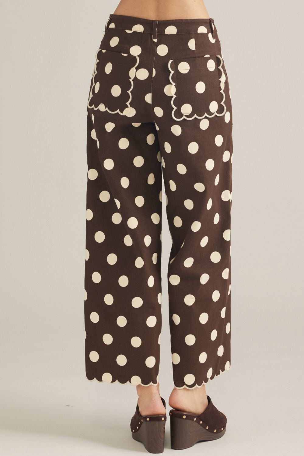 Brown Polka Dot Wide Leg Pant