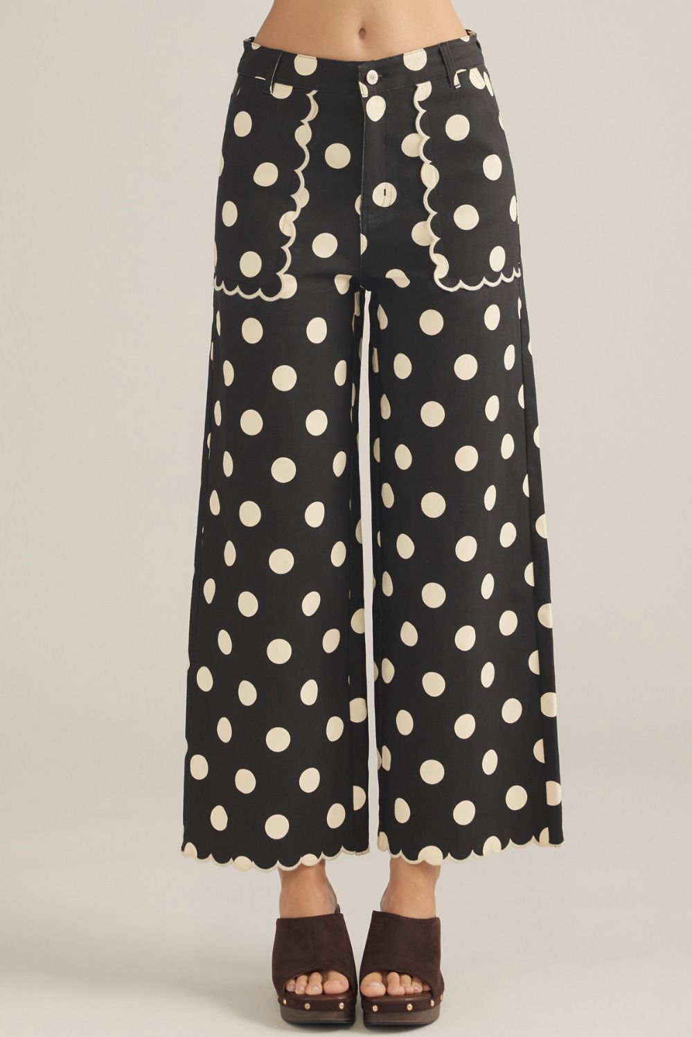 Polka dot wide leg pant