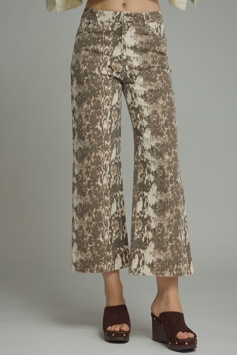 Snake Print Wide Leg Pants