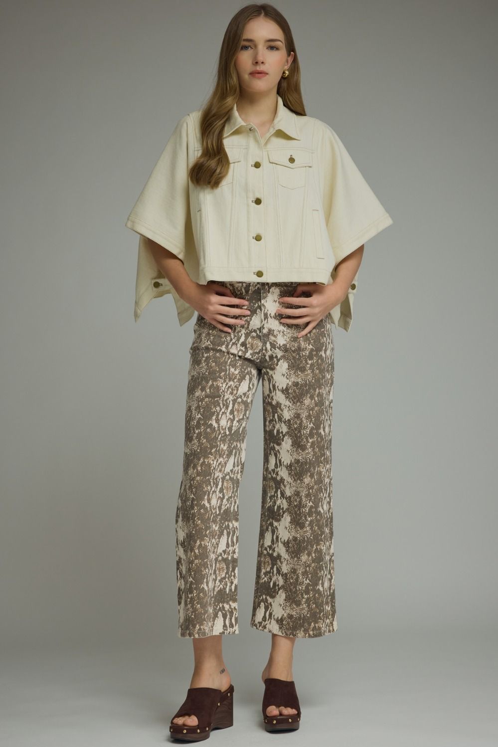 Snake Print Wide Leg Pants