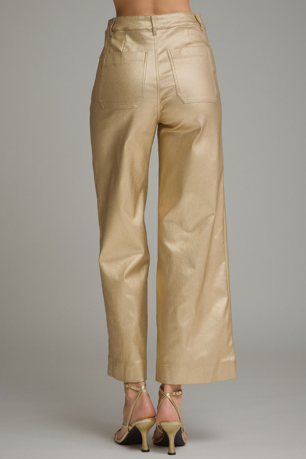 Gold Metallic Wide Leg Pants
