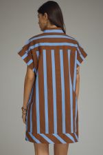 Stripe print short sleeve mini dress