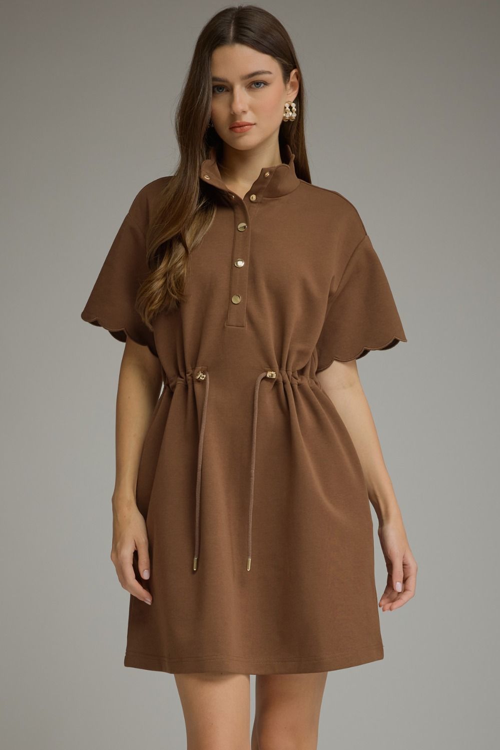 Scallop V-Neck Dress