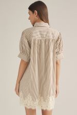 Stripe short puff sleeve mini dress