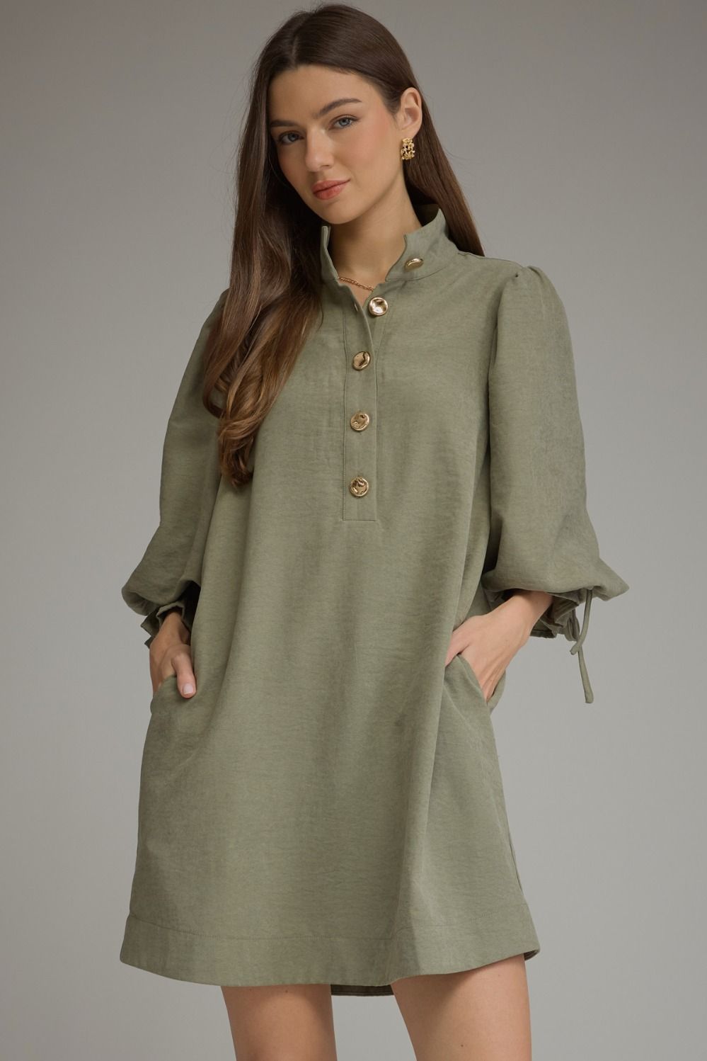 Balloon Sleeve Mini Dress