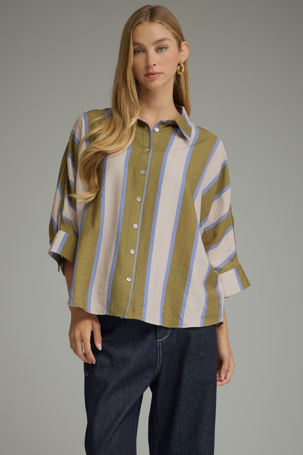 Striped dolman sleeve top