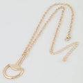 Gold Horseshoe Drop Chain Necklace