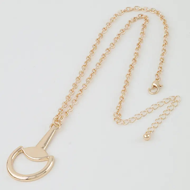 Gold Horseshoe Drop Chain Necklace