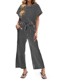 Striped Wide Leg Pants Set