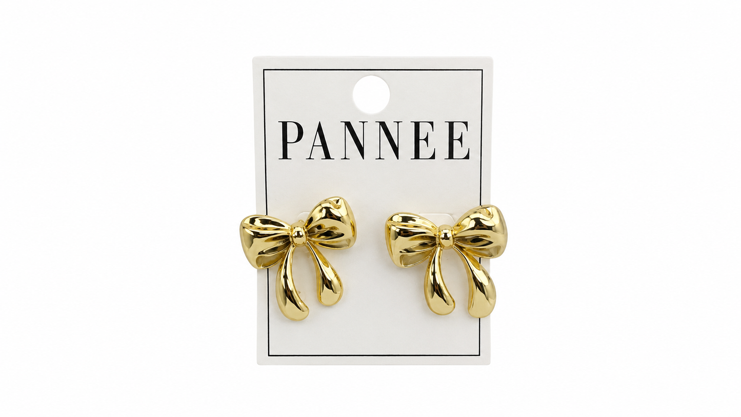 Golden Bow Stud Earrings