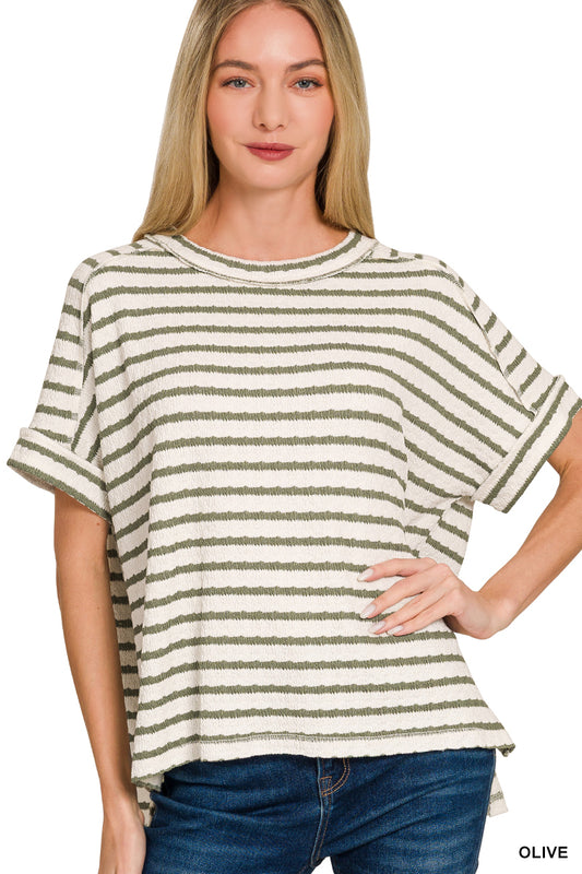 Olive Stripe Box Tee