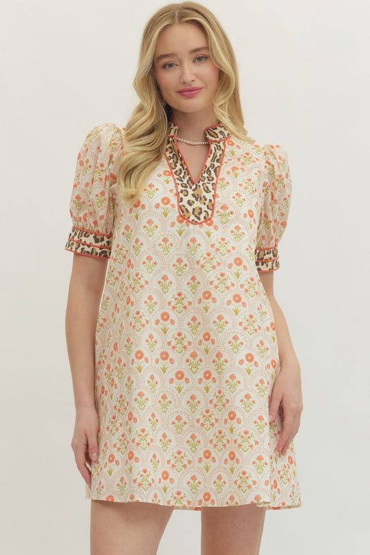 Floral & Leopard Print Dress