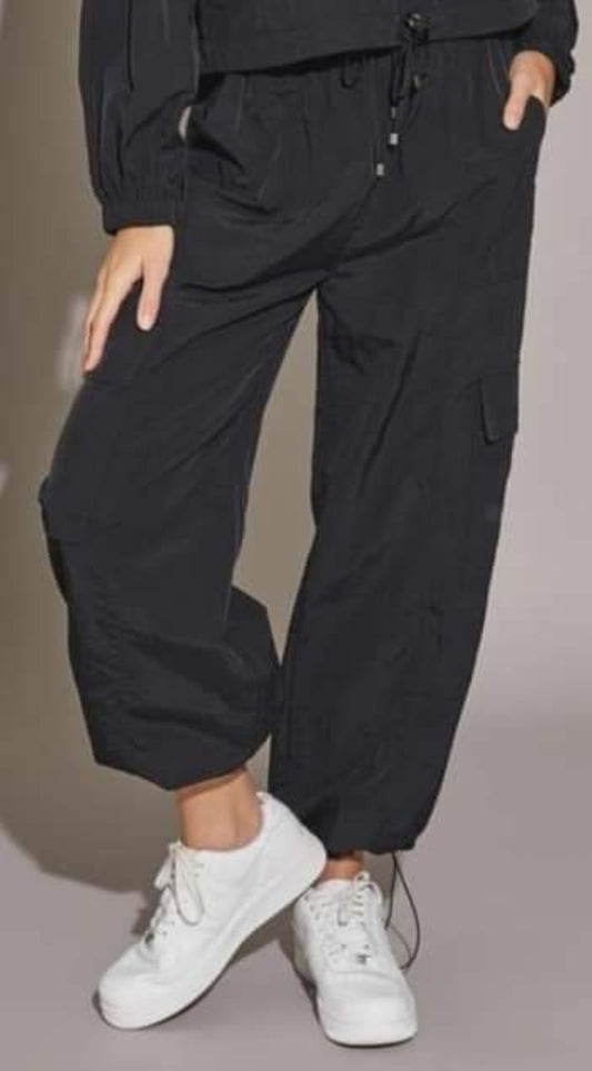 Black Drawstring Cargo Pants