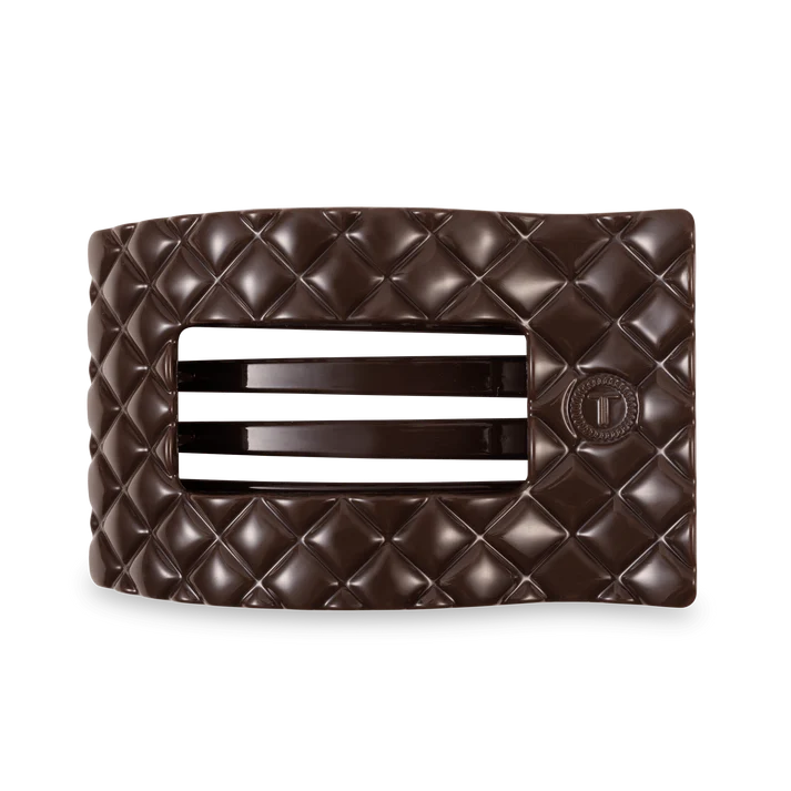 Truly Taupe Quilted Large Flat Rectangle Hair Clip