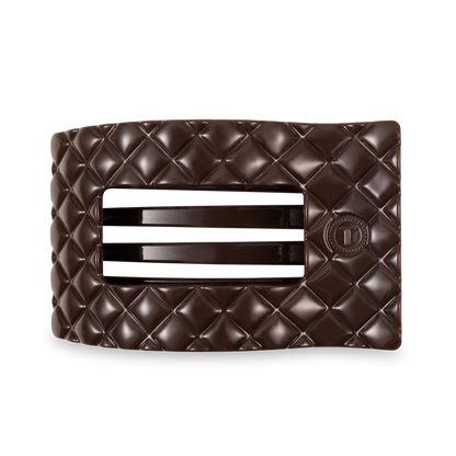 Truly Taupe Quilted Large Flat Rectangle Hair Clip