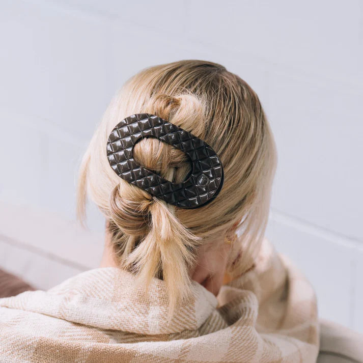 Teleties Quilted Large Flat Round Hair Clip